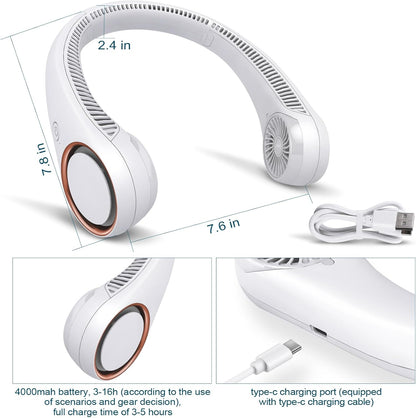 Neck Fan: Portable Personal Neck Cooling Rechargeable Bladeless Fan