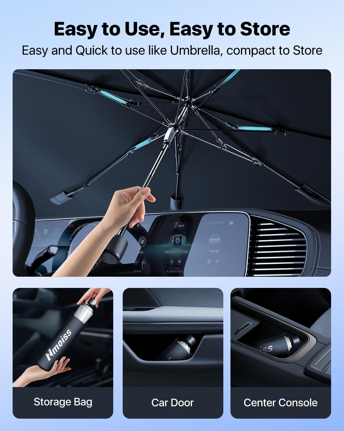 Foldable Car Sunshade | UV & Heat Protection for Windshield