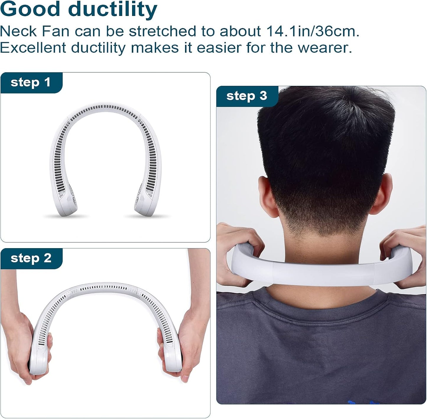 Neck Fan: Portable Personal Neck Cooling Rechargeable Bladeless Fan